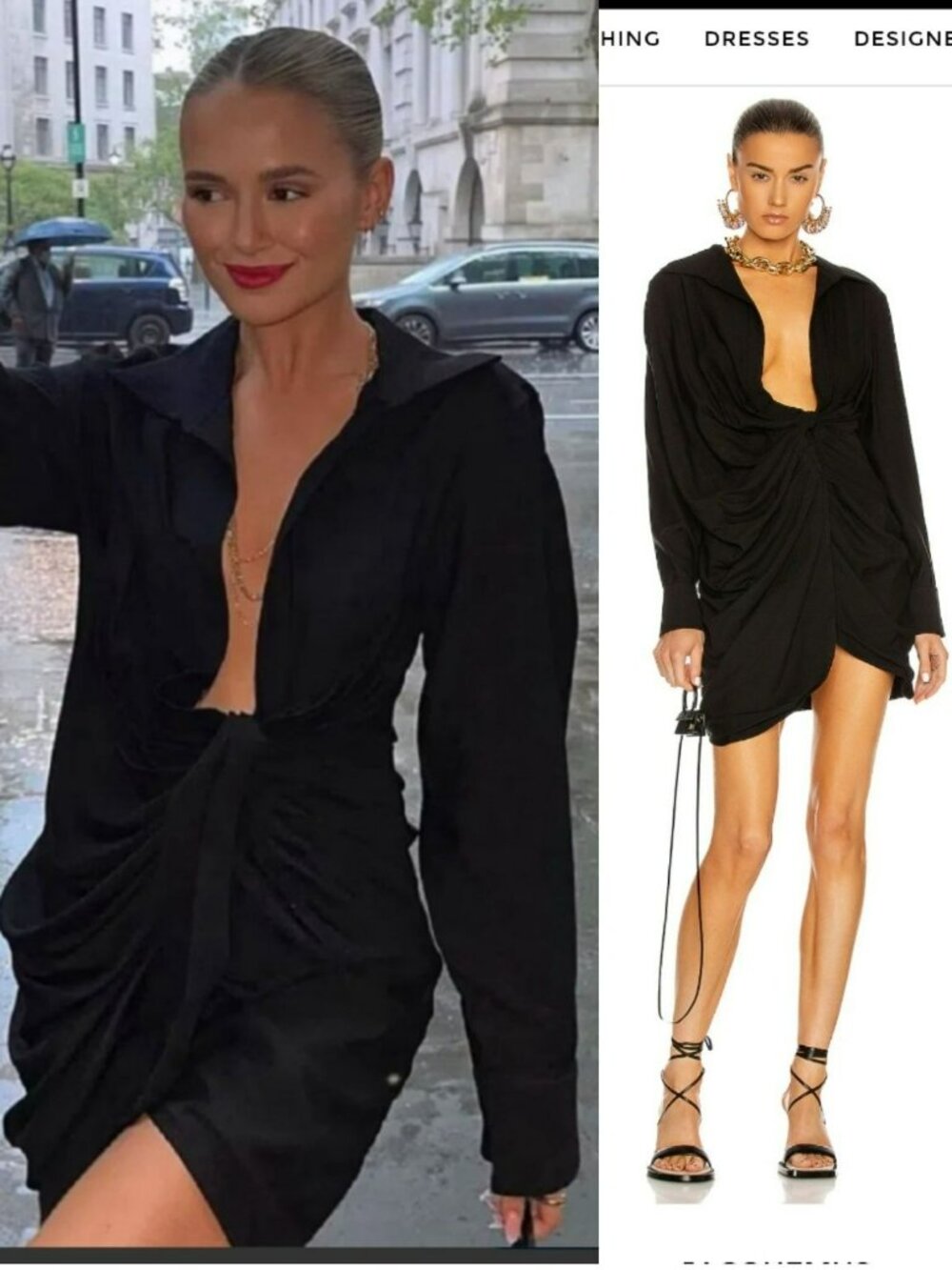 NEW Jacquemus $725 Bahia Robe Black Mini Dress Celebrity Style Shirt Dress - Picture 1 of 14